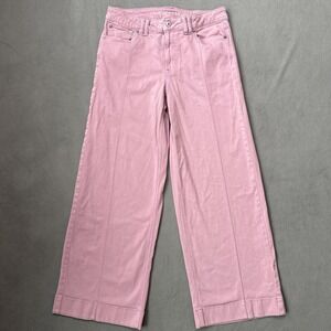 American Eagle Jeans Womens 6 Pink Low Rise Baggy Wide Leg Stretch Denim
